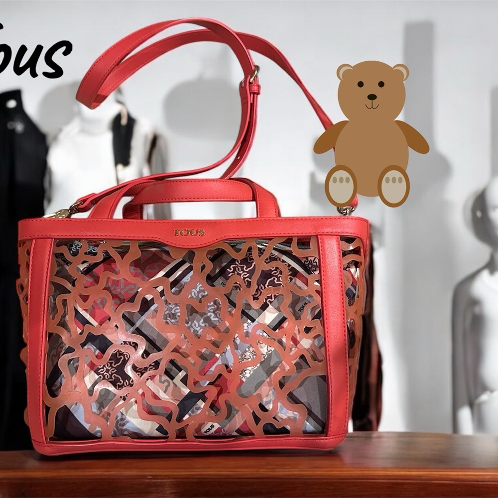 PRICE CUT💥Authentic💥Tous Red Geometric Cutout Tote Bag